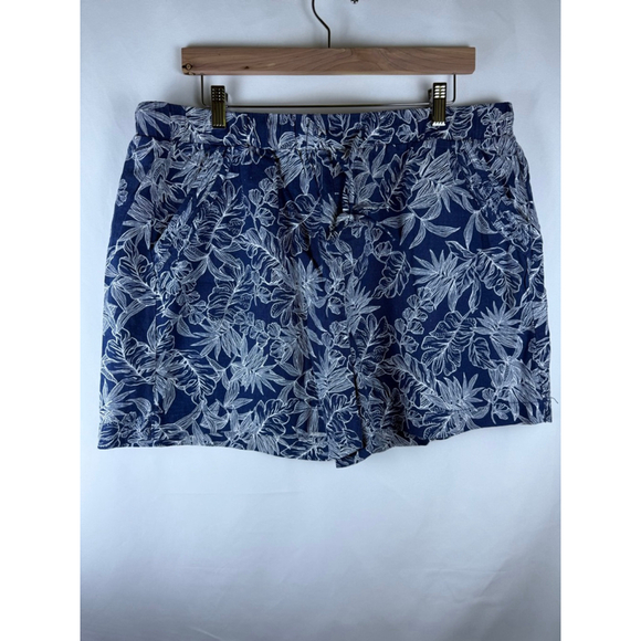 BRIGGS Pants - NWOT Women's BRIGGS Floral Linen Blend Shorts Blue/White Size XL